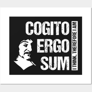 Cogito Ergo Sum René Descartes Philosophy T-Shirt Distressed Posters and Art